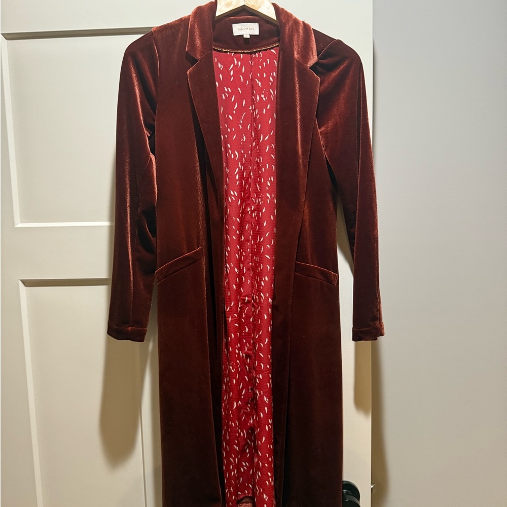 Skies Are Blue Red Velvet Coat
